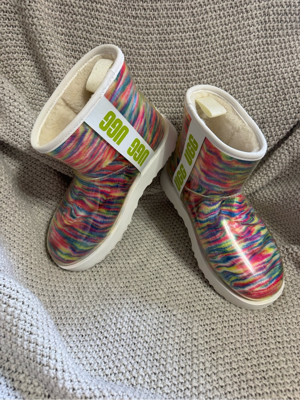 UGG Multicolor Rainbow Shearling-Lined Ankle Boots